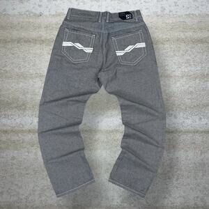 Vintage Y2K Sacred Crown Skater Jeans 34x30 Baggy Wide Leg Grey Wash Denim